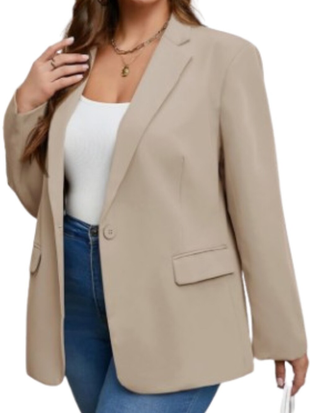 Cicy Bell Beige Single-Button Women's Blazer Sz XL